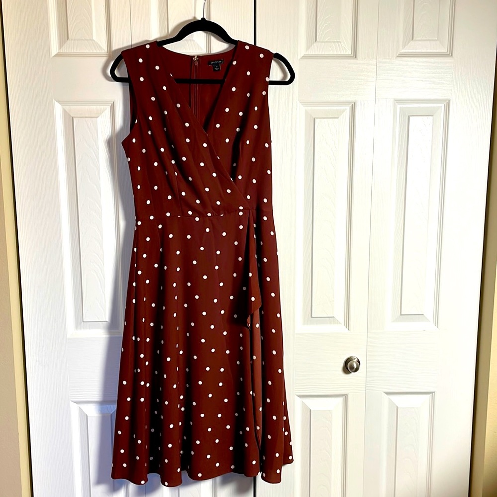 Faux Wrap Polka Dot Dress